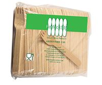 Perfect Stix Green Fork 158-200ct Wooden Disposable Cutlery Forks, 6" Length (Pack of 200)