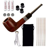 Yannabis Tobacco Pipe, Handmade Wooden Smoking Pipe with Accessories, Pipe Cleaners, Pipe Bits, 9mm Pipe Filters, 3-in-1 Pipe Scraper,Metal Balls