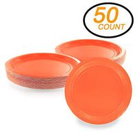 Amcrate Orange Disposable Paper Party Plates 9" - Ideal for Weddings, Party’s, Birthdays, Dinners, Lunch’s. (Pack of 50)