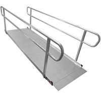 Safety Caster Balustrade Gradient 10' Durable Sturdy One-Piece Construction Tin Slop with Removable Handrails 850 lbs Convenient Perfect Safety Wheelchair Ramp
