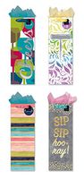 Cheers! Wine Bottle Party Gift Bags Set of 4 Large Holiday, Birthday, Wedding, Congratulations, Paper Gift Bags W/Foil, Tags, Flowers, and Tissue Paper for Men, Women