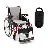 Karman S-Ergo 115 Ultra Lightweight Ergonomic Wheelchair | Seat Size 20" X 17" | Swing Away Footrest | Fixed Wheels in Red & Free 130 dB Black Personal Safety Alarm/Siren!