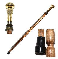 Nautical World Antique Brass Handle Wood Style Vintage Walking Brass Stick Cane, Affordable Gift Decorative Walking Cane Fashion Statement for Men/Women/Seniors/Grandparents! Item New Year Gifts, GIF