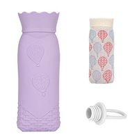 Silicone Hot Water Bag,Microwave Heating Bottle Environmental Silicone Transparent Hot Water Bag with Knit Cover,Hot & Cold Therapy-Gift for Girls Babys, Christmas, Gift Exchange Pary(Long,Purple)