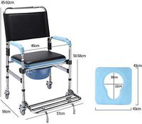 XIAOXIAO Bedside Commode,Home Bedside Commode Bariatric Toilet Seat 3 in 1 Folding Bath Wheelchair Footrests Padded Cushion Wipe Clean Easy for Adults