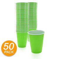 Amcrate Kiwi Green Colored 16-Ounce Disposable Plastic Party Cups - Ideal for Weddings, Party’s, Birthdays, Dinners, Lunch’s. (Pack of 50)