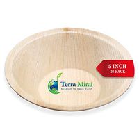 Terra Mirai 5” Palm leaf Round Bowl –Ecofriendly Disposable Dinnerware, Party Supplies Ideal for Tailgate Parties, Camping, Family Dinner and Sports Event (20 Pack)