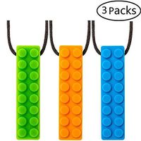 2019 Upgrade Sensory Teething Necklace,Stim Autism Oral Chew Toys for ADHD Kids Toddlers 1-3, Anxiety Boys&Girls Durable FDA Safe Silicone Material Suitable for Aggressive Chewing 3Packs by STWIE