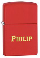 Personalized Zippo Red Matte Lighter with Free Laser Engraving