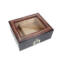 DPLLM Cigar Desktop Box, Wear Resistant Good Sealing Portable Removable Cigar humidor Travel case with Hygrometer and Humidifier Cigar humidor Box,Black_295x245x112mm/12x10x4in