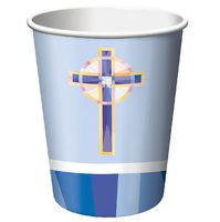 Stained Glass Blue 9oz Hot/Cold Paper Cups 18 Per Pack