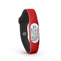 MyID Hive Medical ID - Free Custom Engraving & Free Medical Profile - Store Unlimited Medical Info - Comfortable Silicone - Fits Kids & Adults - Custom Silver Pod (Red S/M)