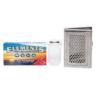 Elements 1 1/4 Artesano Rolling Papers, Metal Shredder Paper Case, Hippie Butler Small Pop Top Storage Container – 3 Items – Bundle