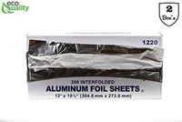 Premium Pre Cut Aluminum Foil Pop up Sheets 12" x 10-3/4" (400 Count) - Great for Restaurants, Lunch, Takeout, Togo, Sandwiches, Catering, Kitchen, Grill, Stove, Baking, BBQ, Disposable (2 Box's)