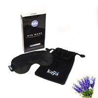 Eye Mask by KAYA with Natural Lavender and Clay Beads PLUS STORAGE POUCH - Microwavable HOT & COLD Aromatherapy Relaxation (BLACK)