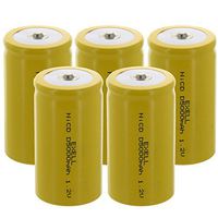 (5-PACK) Exell D Size 1.2V 5000mAh NiCD Button Top Rechargeable Batteries for medical instruments/equipment, electric razors, toothbrushes, radio controlled devices, electric tools