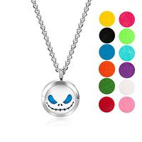 Wild Essentials Jack Skullington Essential Oil Diffuser Necklace Gift Set - Includes Aromatherapy Pendant, 24" Stainless Steel Chain, Refill Pads