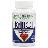 Krill Oil 100% Pure Cold Pressed Antarctic Krill Oil by Trusted Global Products - 1000 mg per Serving - Omega 3, EPA, DHA & Astaxanthin - Optimal Brain Health, Memory, Focus, Joint & Cardiovascular
