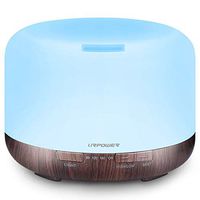 URPOWER 500ml Essential Oil Diffuser 5 in 1 Ultrasonic Aromatherapy Oil Humidifier with Adjustable Mist Mode/4 Timer Settings/7 Colors LED Night Light and Waterless Auto Shut-Off for Large Room