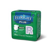 FitRight Plus Adult Briefs with Tabs, Moderate Absorbency, Regular, 40"-50", (Pack of 20)