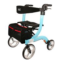 Walking aids YXGH@ Standard Walkers Multifunctional with Wheels Foldable Seat for The Elderly, Disabled People Walking Frames (Color : Blue)