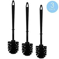 Home Basics Plastic Toilet Brush, Long Brush, Splash Proof, Heavy Duty, Sturdy Bristles for Bathroom, Toilet & Powder Room (3, Bronze)