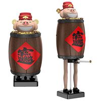 Aliturtle Cigarette Case, Automatic Cigarette Tobacco Storage Box Holder, Lucky Pig Decorative Wooden Barrel, Fit 10 Pcs 85mm Cigarettes - Multicolor