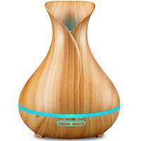 URPOWER Essential Oil Diffuser, 400ml Wood Grain Cool Mist Humidifiers Ultrasonic Aromatherapy Diffusers with 4 Timer Setting and High or Low Mist Output for Home Bedroom Baby Room Study Yoga Office