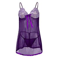 Litetao L Purple 723891 (Women's One Piece Teddy with Contrast Lace Floral Lace Embroidered Sheer Garter Lingerie Set Plus Size)