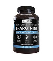 100% Pure L-Arginine, 90-Day Supply, 365 Capsules, No Magnesium or Rice Filler, Nitrous Oxide Booster, Made in USA, Gluten-Free, 1060 mg Extra Potent & Natural L-Arginine