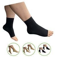 HealthyNees Ankle 15-20 mmHg Compression Leg Foot Swelling Wide Open Toe Sleeve (Black, S/M)