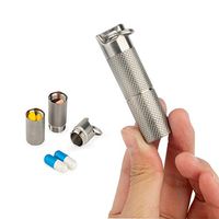 TISUR Pill Holder Keychain Waterproof Double-Layer Detachable Titanium Pill Container for Outdoor Travel Camping (Middle)