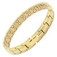 MagnetRX Women's Ultra Strength Magnetic Therapy Bracelet - Arthritis Pain Relief & Carpal Tunnel | Adjustable Titanium Magnetic Bracelets with Gift Box (Gold)