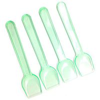 PEPPERLONELY Transparent Plastic Ice Cream Spoons,Frozen Yogurt, Plastic Disposable Tasting Spoons,Green, 3.75Inch,50 Count