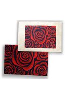 Hand Painted Red Rose Flower Card Set of 6, 2 Designs
