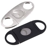 ggudd Cigar Cutter Guillotine Stainless Steel Double Cut Blade 2 Pieces (Black-Silver, 4 x 9 cm)