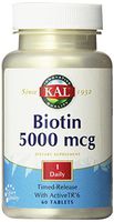 KAL Biotin 5000 TR Tablets, 5000 mcg, 60 Count