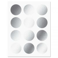 Silver Certificate Seals - Set of 36 Blank foil Stickers, 2" Across