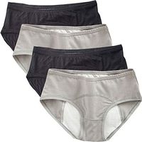 Okg Women Period Panties Menstrual Protective Underwear Teens Leakproof Brief Heavy Flow Postpartum Underwear (4 Packs:Black2+Gray2, US Size:XS/XXS(4))
