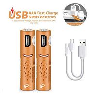Mayuy UL Approved Rechargeable AAA Batteries 450mAh Battery with USB Ports High Capacity 1.2V NiMH Low Self Discharge Rechargeable Battery AAA Charging by USB Cable(2 Pack+ USB Cable)