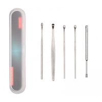 5pcs Ear Picker with Storage Box Stainless Steel Earwax Removal Kit Curette Remover Ear Pick for Ear Care Cleaning Tool