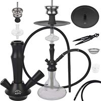 ADMY Hookah Set 75cm Aluminum Shisha Complete Set 18/8 Molasse Catcher Ceramic Diffuser A05 - Black