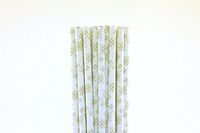 White with Grey Snowflakes Paper Straws (75)
