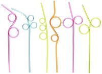 Totem World 36 Crazy Loop Straws - 10.5" Assorted Color and Shapes - Birthday Party Favor Supplies Bulk Pack