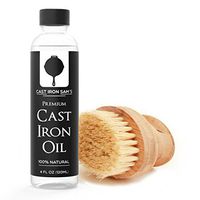 Cast Iron Seasoning Oil and Natural Wood Scrubber Brush Cleaning Kit - Premium Quality