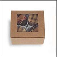 25 Kraft 4 pc Ballotin With Window - 2-5/8 x 2-1/2 x 1-1/4