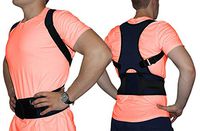 Posture Corrector Brace Lumbar Back & Shoulder Support - Adjustable Straps and Comfortable Mesh - Pain Relief for Men and Women Improves Bad Back & Kyphosis by Embrace (Blue, XXL)