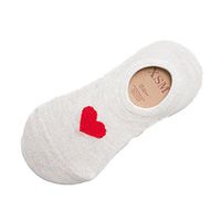 Clearance!!Swyss 1Pairs Color Heart Print Comfortable Breathable Cotton Slip Low Cut Sock Cute Socks (Khaki)