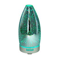 Essential Oil Diffusers, 120ml 3D Portable Glass Mist Humidifier With 7 Colors LED Light For Home Office Yoga Bedroom Living Room Etc (Color : Clear)