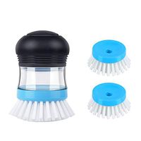MR.SIGA Soap Dispensing Palm Brush, Kitchen Brush for Dish Pot Pan Sink Cleaning, with 2 Extra Brush Refills